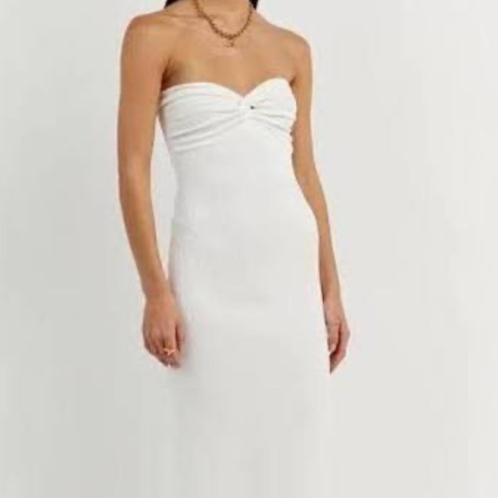 DISSH Anika Twist Strapless White Dress
